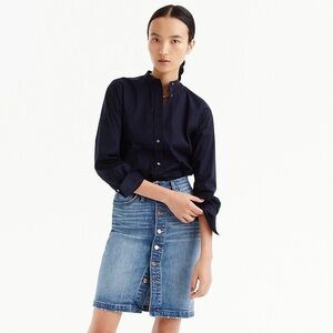 J Crew Button-front denim skirt